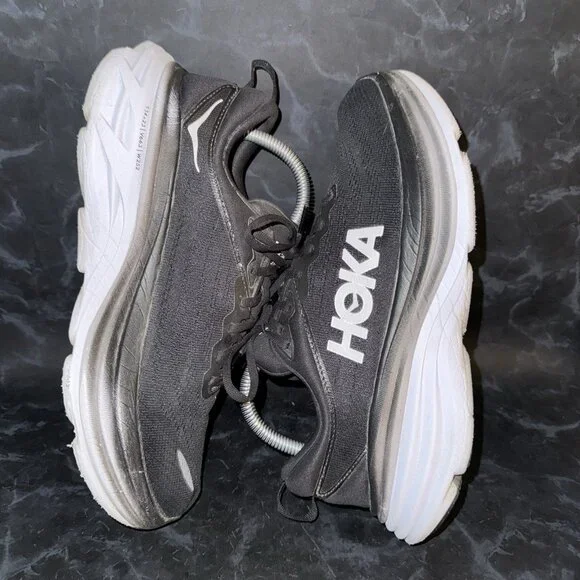 Hoka One One Bondi 8 Black & White Athletic Running Shoes Womens Size 9.5B - Picture 4 of 8